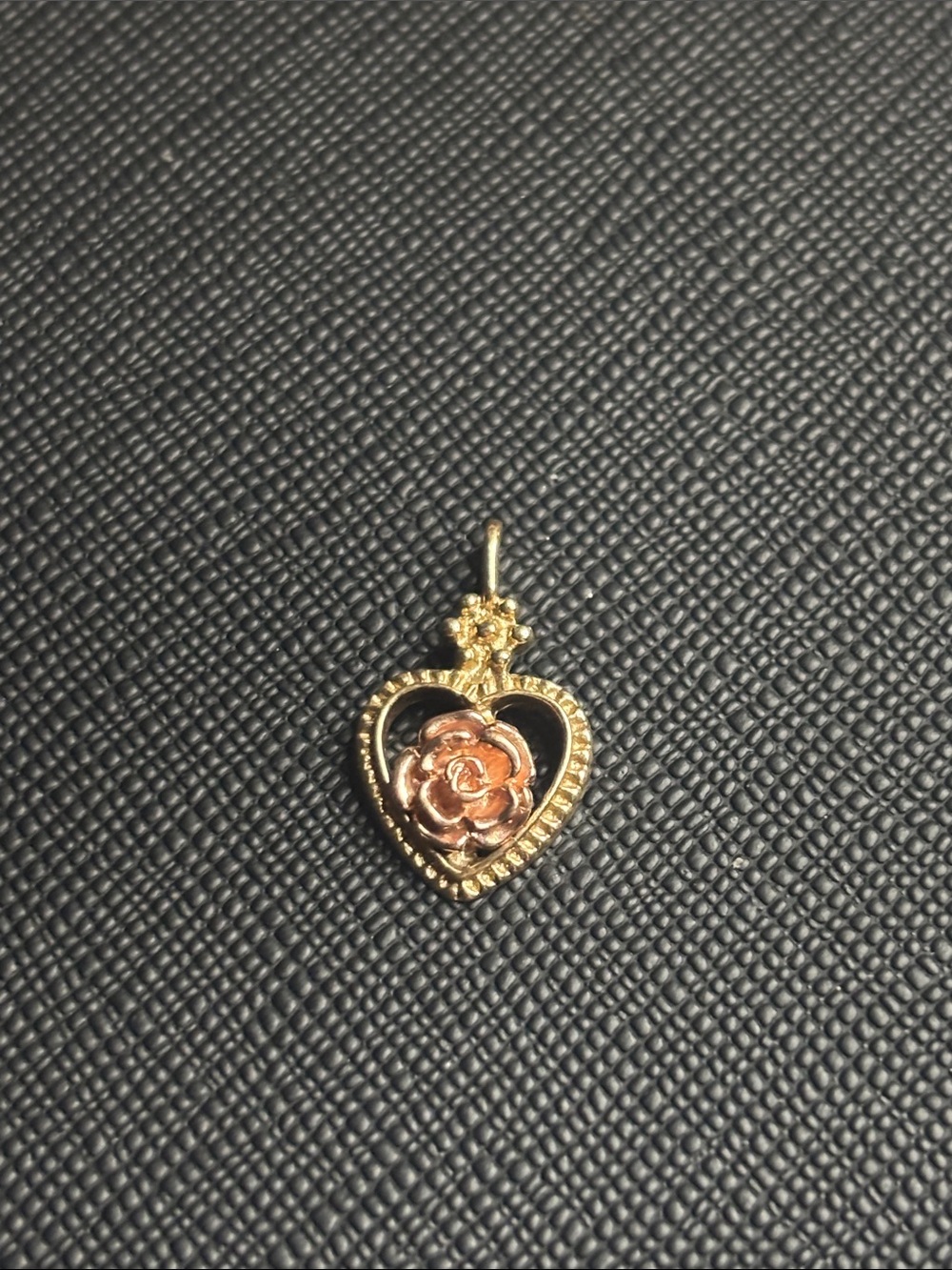 10K Gold Heart Pendant with Rose Accent - Women Jewelry
